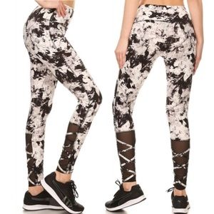 Strappy CrissCross Mesh Panel Leggings